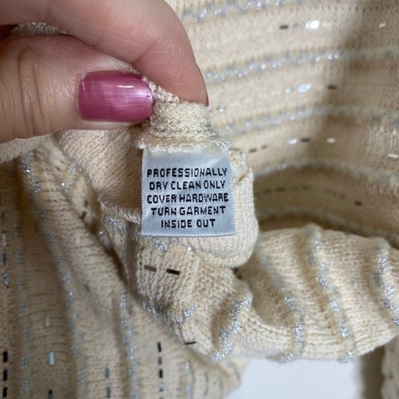 ST JOHN Evening by Marie Gray Sweater Sz 8 Cream GC - Picture 8 of 12